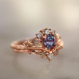 Luxury Rings Set Crown Rose Gold 2pcs