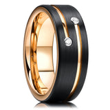 8mm Men Groove Beveled Edge Stainless Steel Wedding Band