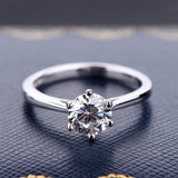 100% Real Moissanite Engagement Ring Platinum Plating 1CT 2CT 3CT Diamond Wedding Ring Classic 6 Prongs
