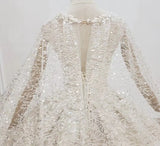 Champagne (Handmade Flowers) Sequins Wedding Dresses 2020