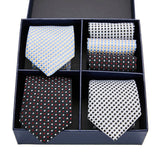 Men's Gift Box Tie 100% Silk Classic Jacquard Woven Tie and Hanky Set