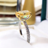 8*12mm Oval Yellow High Carbon Radiant Ring Wedding Fine Jewelry