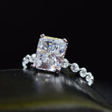 Sterling Silver Moissanite Gemstone Diamond Engagement Ring Fine Jewelry