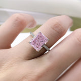 8*10mm Yellow/Pink/Aquamarine High Carbon Radiant Cut Rings Fine Jewelry