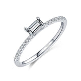 Sterling Silver Simple Square Clear CZ Charm Finger Ring