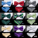 100% Silk Butterfly Pre-Tied Bow Tie Pocket Square Cufflinks Suit Set