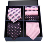Men's Gift Box Tie 100% Silk Classic Jacquard Woven Tie and Hanky Set