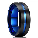 8mm Men Groove Beveled Edge Stainless Steel Wedding Band