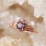 Luxury Rings Set Crown Rose Gold 2pcs