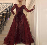 Sexy V Neck Long sleeve Dress- Heavily Beaded