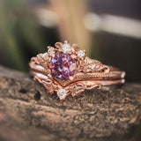 Luxury Rings Set Crown Rose Gold 2pcs