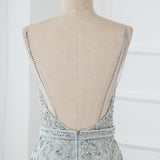 Sparkling Silver Crystals Evening Dress