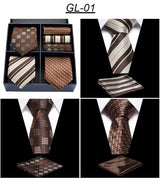 Men's Gift Box Tie 100% Silk Classic Jacquard Woven Tie and Hanky Set