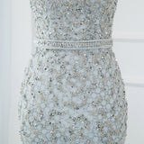 Sparkling Silver Crystals Evening Dress