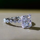 Sterling Silver Moissanite Gemstone Diamond Engagement Ring Fine Jewelry