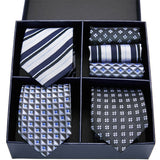 Men's Gift Box Tie 100% Silk Classic Jacquard Woven Tie and Hanky Set