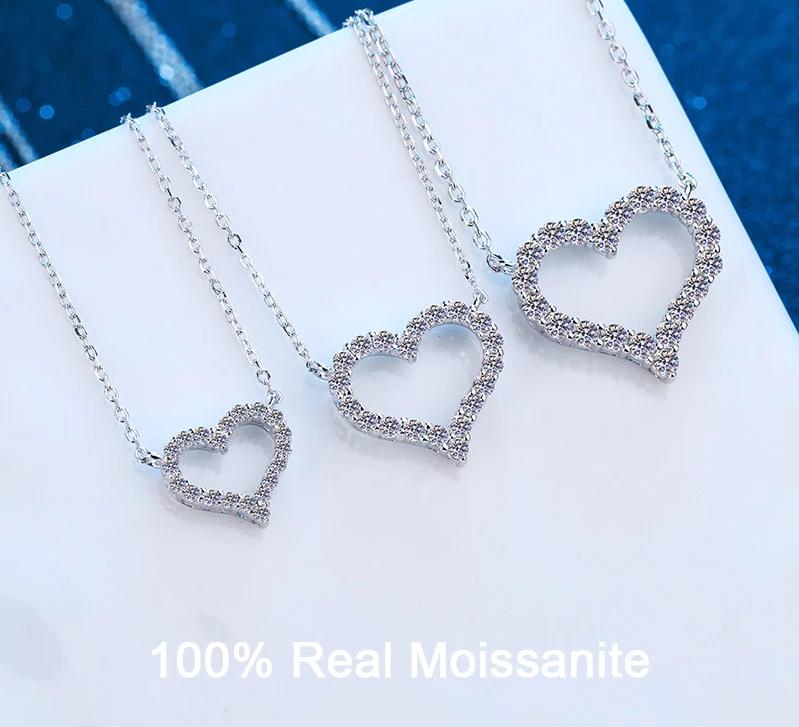 2 ct vvs1 D real certified mossanite diamond sale heart pendant /chain