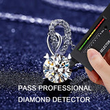 1CT Sterling Silver Real Moissanite- D Color Brilliant Diamond Heart Prong Necklace