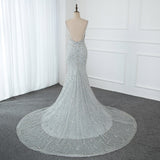 Sparkling Silver Crystals Evening Dress