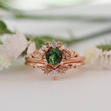 Luxury Rings Set Crown Rose Gold 2pcs
