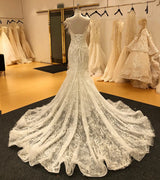 New Arrival Crystal Embroidery Lace and Feather Mermaid Dress