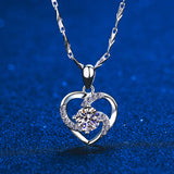 0.8CT Moissanite Heart Pendant Necklace Sterling Silver Mother's Day Anniversary Gift