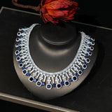 Newly Designed 4 PCS Full Set Luxury Dubai Nigeria Crystal Blue Necklace