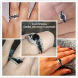 Black Stone Women Fashion Wedding Ring Dazzling Crystal Zircon