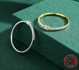 Sterling Silver Simple Square Clear CZ Charm Finger Ring