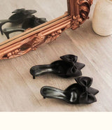 Women's Bowknot Cat Heel Low Heel Mid Heel Pointed Toe Shoes Slippers High Heels