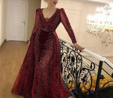 Sexy V Neck Long sleeve Dress- Heavily Beaded