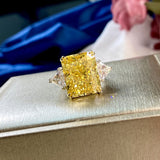 Luxury 13*16mm Topaz High Carbon Diamond Bridal Rings Sparkling Fine Jewelry