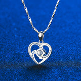 0.8CT Moissanite Heart Pendant Necklace Sterling Silver Mother's Day Anniversary Gift