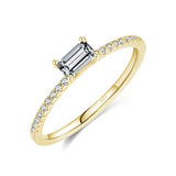 Sterling Silver Simple Square Clear CZ Charm Finger Ring