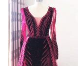 Sexy V Neck Long sleeve Dress- Heavily Beaded