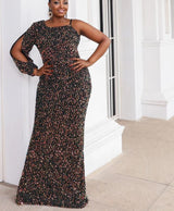 Plus Size One Shoulder Sexy Sequins Dress