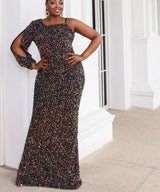 Plus Size One Shoulder Sexy Sequins Dress