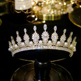 Swarovski Crystal Pearl Crown Crystal Tiara Wedding Bridal