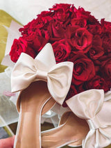 Women's Bowknot Cat Heel Low Heel Mid Heel Pointed Toe Shoes Slippers High Heels