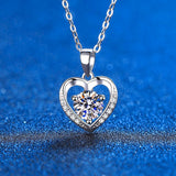 1 Carat Moissanite Pendant Heart Necklace with Platinum Plating