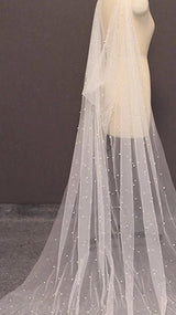 Veil/Cape with Pearls/Glitter Cape for Bridal /Shawl with Pearls Evening Cape
