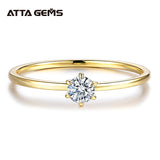 18K Yellow Gold 0.2ct Test Past - D Moissanite Diamond Solitaire Ring Wedding Band Engagement Bridal