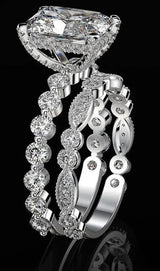 Sterling Silver Moissanite Gemstone Diamond Engagement Ring Fine Jewelry