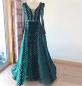 Sexy V Neck Long sleeve Dress- Heavily Beaded