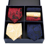 Men's Gift Box Tie 100% Silk Classic Jacquard Woven Tie and Hanky Set