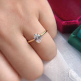 New Handmade Oval Rings 14K Yellow Gold 1.5CT 1.0CT Moissanite Engagement Rings -Fine Jewelry