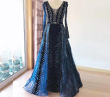 Sexy V Neck Long sleeve Dress- Heavily Beaded