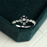 Black Zircon Square Crystal Stone Wedding Ring