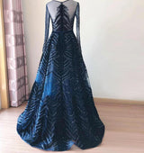 Sexy V Neck Long sleeve Dress- Heavily Beaded