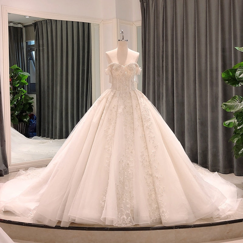 New Arrival 2021 off shoulder bridal dress Ivory / 16W / 100cm New Arrival 2021 off shoulder bridal dress Ivory / 16W / 100cm
